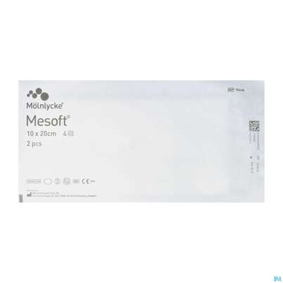 Sie sehen eine Packung Vlieskompressen Mesoft/set Steril 10x 20cm 2st, Produktbild: 02 Vlieskompressen Mesoft/set Steril 10x 20cm 2st, A-Nr.: 1652360 - 02