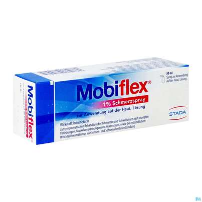 Sie sehen eine Packung Mobiflex 1% Schmerzspray Z.anwend. Auf D.haut 50ml, Produktbild: 02 Mobiflex 1% Schmerzspray Z.anwend. Auf D.haut 50ml, A-Nr.: 4975589 - 02