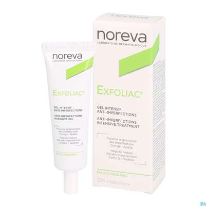 Sie sehen eine Packung Noreva Exfoliac Gel 30ml, Produktbild: 06 Noreva Exfoliac Gel 30ml, A-Nr.: 3959772 - 06