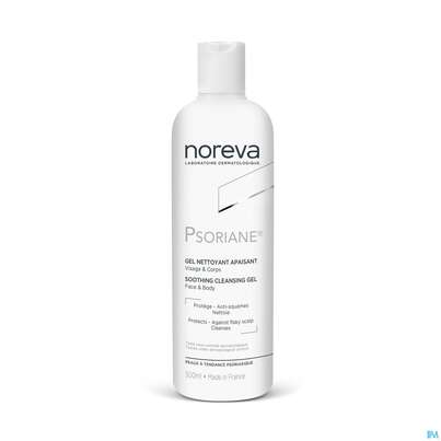 Sie sehen eine Packung Noreva Psoriane Reinigungsgel 500ml, Produktbild: 01 Noreva Psoriane Reinigungsgel 500ml, A-Nr.: 4351506 - 01