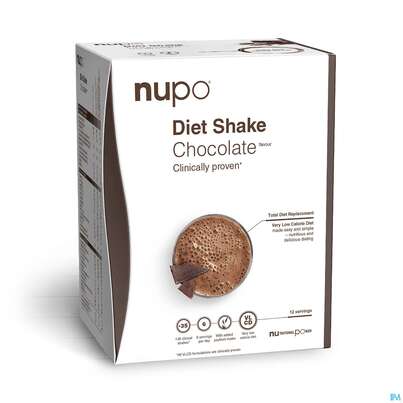 Sie sehen eine Packung Nupo Lebenswert Diet Shake Chocolate 12st, Produktbild: 01 Nupo Lebenswert Diet Shake Chocolate 12st, A-Nr.: 5738839 - 01