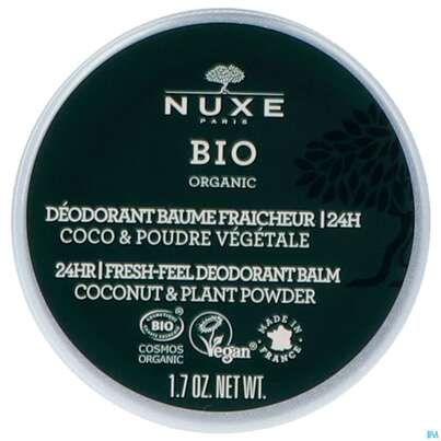 Sie sehen eine Packung Nuxe Bio/deo Balm 24h Fresh-feel Coconut +plant Powder 50g, Produktbild: 01 Nuxe Bio/deo Balm 24h Fresh-feel Coconut +plant Powder 50g, A-Nr.: 5607847 - 01