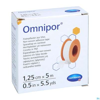 Sie sehen eine Packung Fixierpflaster Omnipor 5mx 1,25cm 1st, Produktbild: 03 Fixierpflaster Omnipor 5mx 1,25cm 1st, A-Nr.: 1566040 - 03