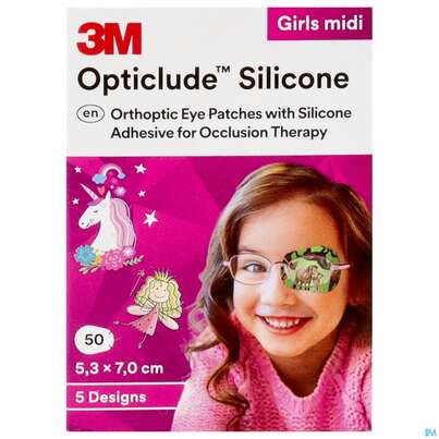 Sie sehen eine Packung Augenpflaster Opticlude Silicone/girl Midi 5,3x 7cm 2738pg 50st, Produktbild: 01 Augenpflaster Opticlude Silicone/girl Midi 5,3x 7cm 2738pg 50st, A-Nr.: 4531148 - 01