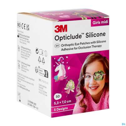 Sie sehen eine Packung Augenpflaster Opticlude Silicone/girl Midi 5,3x 7cm 2738pg 50st, Produktbild: 02 Augenpflaster Opticlude Silicone/girl Midi 5,3x 7cm 2738pg 50st, A-Nr.: 4531148 - 02
