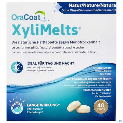 Sie sehen eine Packung Xylimelts Hafttabl 40s Neutral Artikelnr 01ac0035 40st, Produktbild: 01 Xylimelts Hafttabl 40s Neutral Artikelnr 01ac0035 40st, A-Nr.: 4165436 - 01