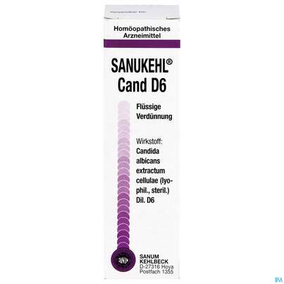 Sie sehen eine Packung Sanukehl Cand Tropfen D6 10ml, Produktbild: 01 Sanukehl Cand Tropfen D6 10ml, A-Nr.: 2083220 - 01
