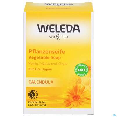 Sie sehen eine Packung Seifen Weleda Calendula 100g, Produktbild: 01 Seifen Weleda Calendula 100g, A-Nr.: 0300340 - 01