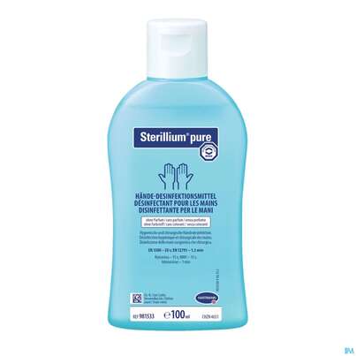Sie sehen eine Packung Sterillium Haendedesinfektion Pure 100ml, Produktbild: 01 Sterillium Haendedesinfektion Pure 100ml, A-Nr.: 5744188 - 01