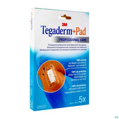 Sie sehen eine Packung Tegaderm +pad 9x10cm 3586np 5st, Produktbild: 05 Tegaderm +pad 9x10cm 3586np 5st, A-Nr.: 2022514 - 05