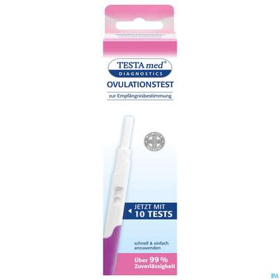 Sie sehen eine Packung Ovulationstest Testamed 10st, Produktbild: 01 Ovulationstest Testamed 10st, A-Nr.: 5441275 - 01