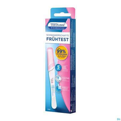 Sie sehen eine Packung Schwangerschaftstest Testamed 1st, Produktbild: 03 Schwangerschaftstest Testamed 1st, A-Nr.: 5441217 - 03