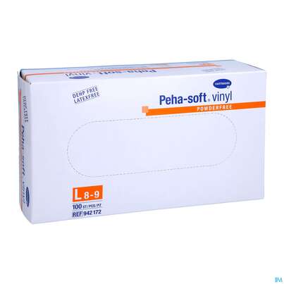 Sie sehen eine Packung Untersuchungshandschuhe Peha/soft/puderfrei Vinyl Unsteril Gross L 94217 100st, Produktbild: 03 Untersuchungshandschuhe Peha/soft/puderfrei Vinyl Unsteril Gross L 94217 100st, A-Nr.: 2369212 - 03