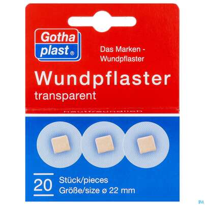 Sie sehen eine Packung Wundpflaster Transparent Rd 2,20cm 20st, Produktbild: 01 Wundpflaster Transparent Rd 2,20cm 20st, A-Nr.: 3550592 - 01