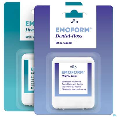 Sie sehen eine Packung Zahnseide Emoform Dental Floss Waxed Mint 50m, Produktbild: 01 Zahnseide Emoform Dental Floss Waxed Mint 50m, A-Nr.: 4124182 - 01