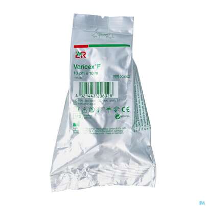 Sie sehen eine Packung Zinkleimbinden Varicex-f 10mx 10cm 1st, Produktbild: 02 Zinkleimbinden Varicex-f 10mx 10cm 1st, A-Nr.: 0551556 - 02